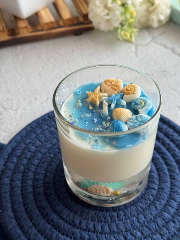Beach theme candle