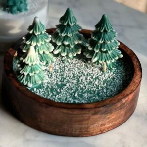 Wooden Bowl Christmas Forest