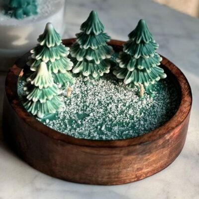 Wooden Bowl Christmas Forest