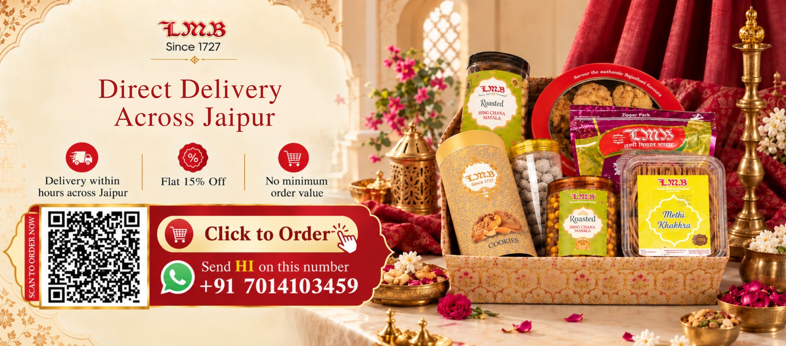Authentic Mithai, Now Closer Than Ever. Order on WhatsApp.